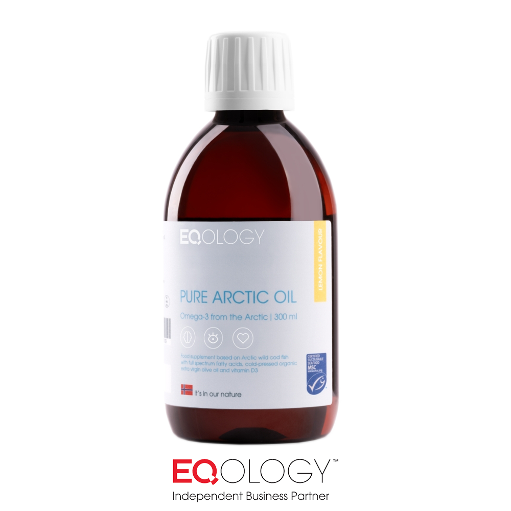 Eqology Pure Arctic Oil — flacon de 300 ml avec morue arctique, huile d'olive biologique et vitamine D3